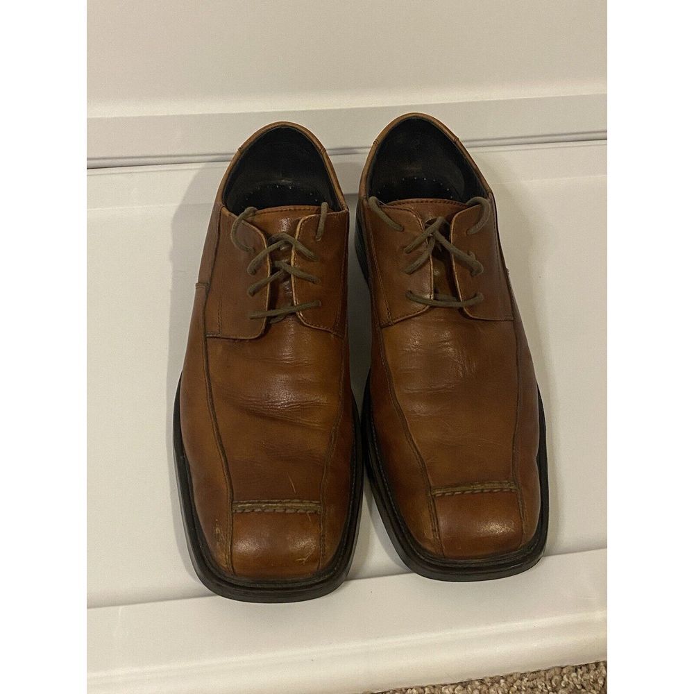 Aston Grey Men's Oxford Dress Shoes Leather Brown Size 10 Lace up Dressy Work